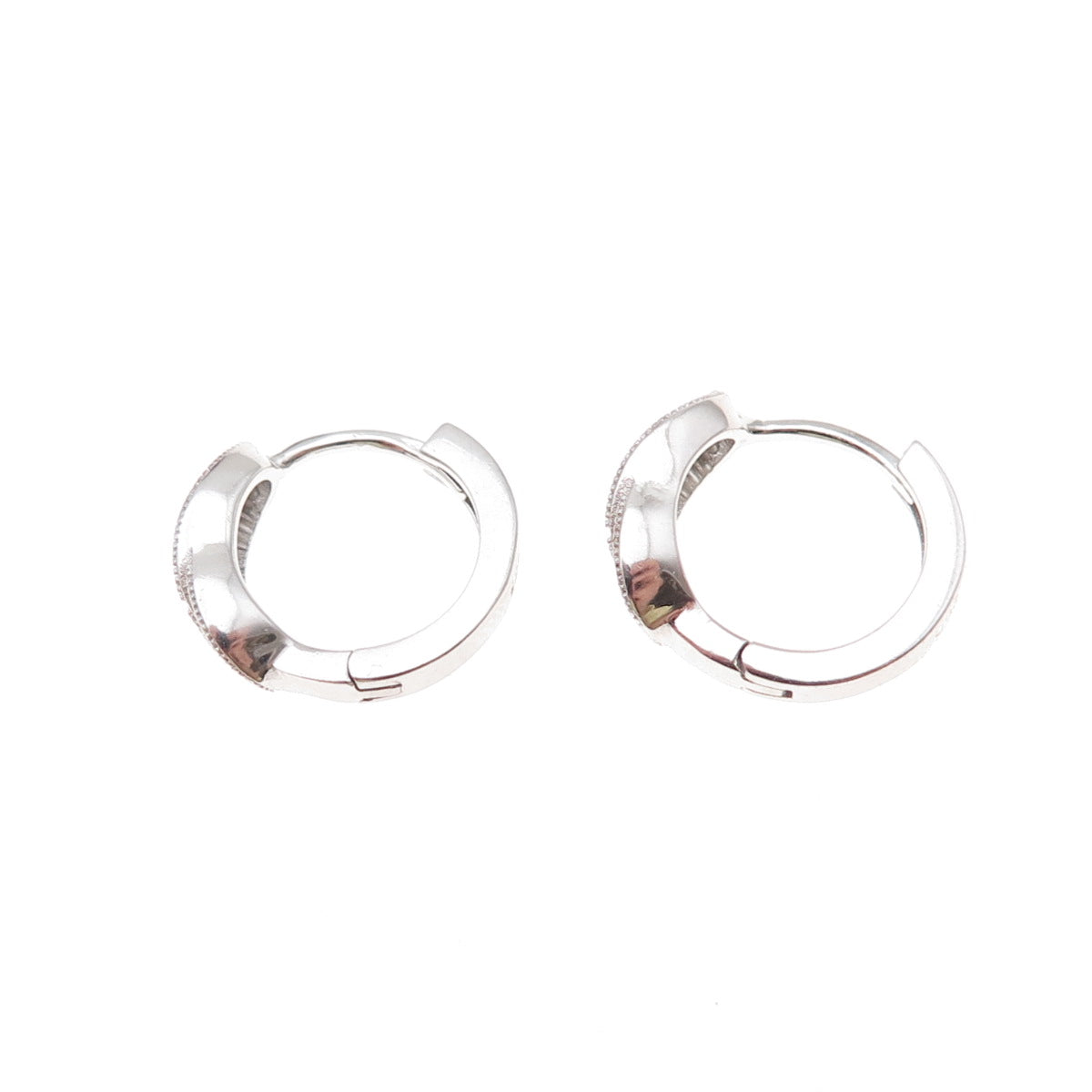 925 Sterling Silver Round-Cut C Z Interlocked Hoop Earrings