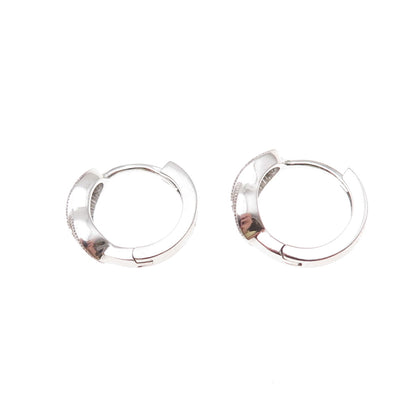 925 Sterling Silver Round-Cut C Z Interlocked Hoop Earrings