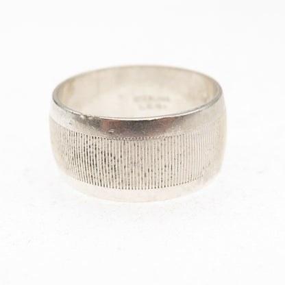 Legi 925 Sterling Silver Vintage Oxidized Ribbed Wide Band Ring Size 8