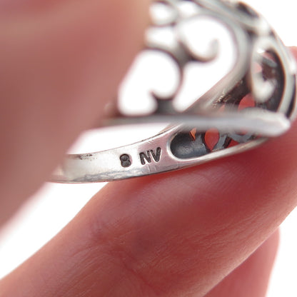 Nevada 925 Sterling Silver Vintage Spiral Oxidized Ring Size 8.25