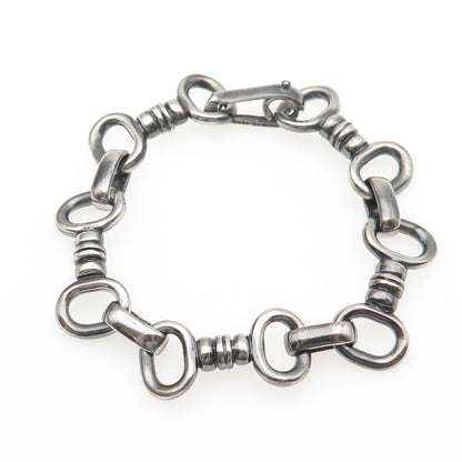 925 Sterling Silver Vintage Horse Bit Stirrup Oxidized Bracelet 7"