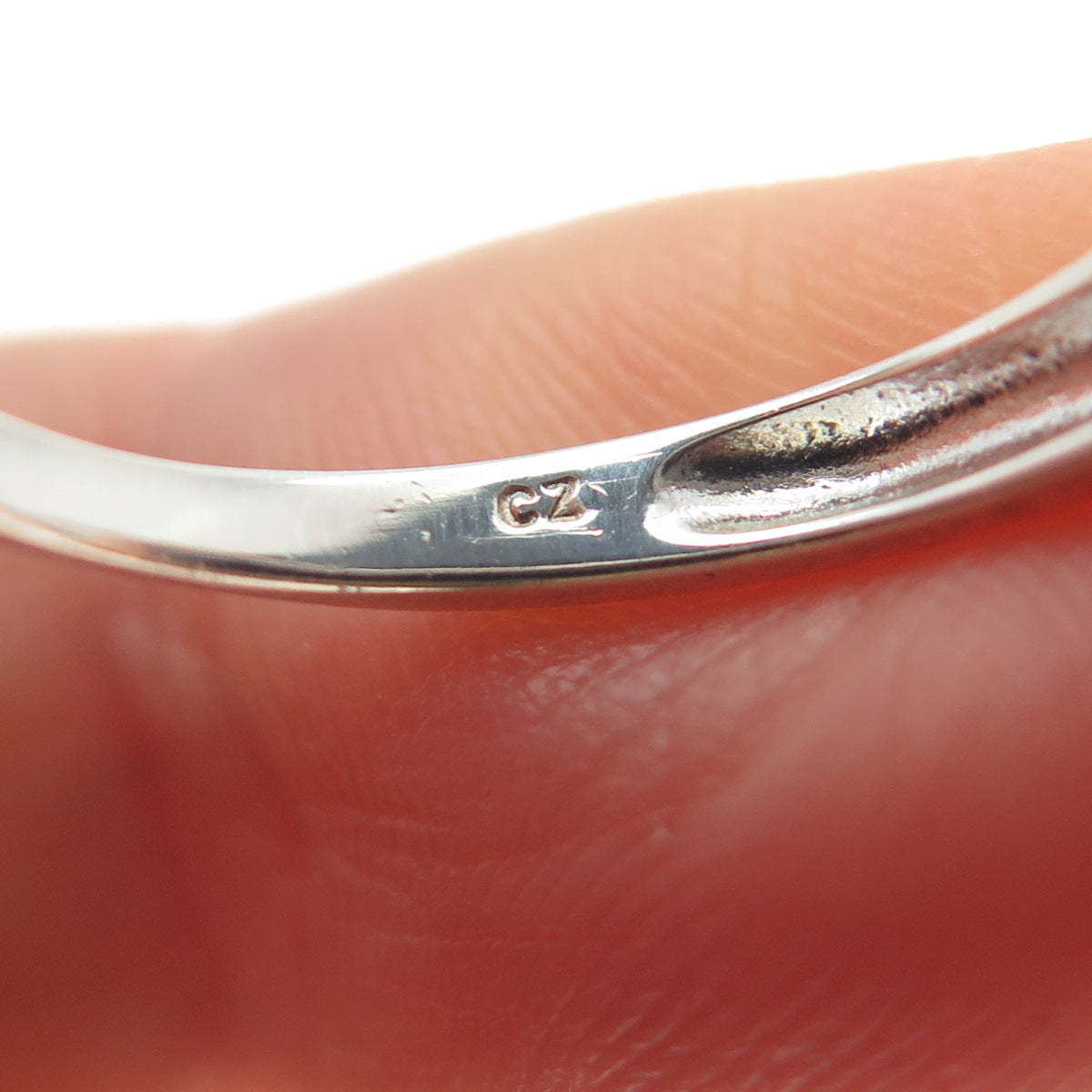 JH YOUNG 925 Sterling Silver Round-Cut C Z Half Eternity Band Ring Size 8.5