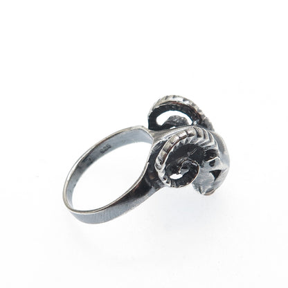 925 Sterling Silver Vintage Aries Zodiac Sign Oxidized Ring Size 9.25