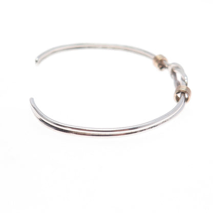 925 Sterling Silver Gold Filled Vintage Love Knot Adjustable Cuff Bracelet 6"