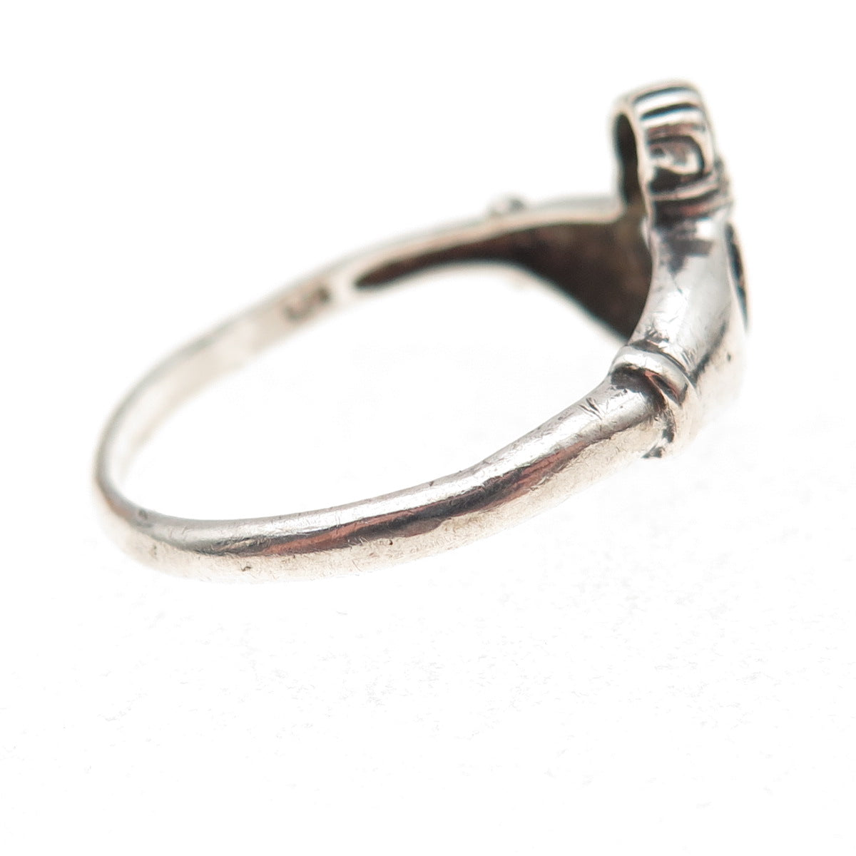 Nevada 925 Sterling Silver Vintage Real Emerald Irish Claddagh Ring Size 11.25