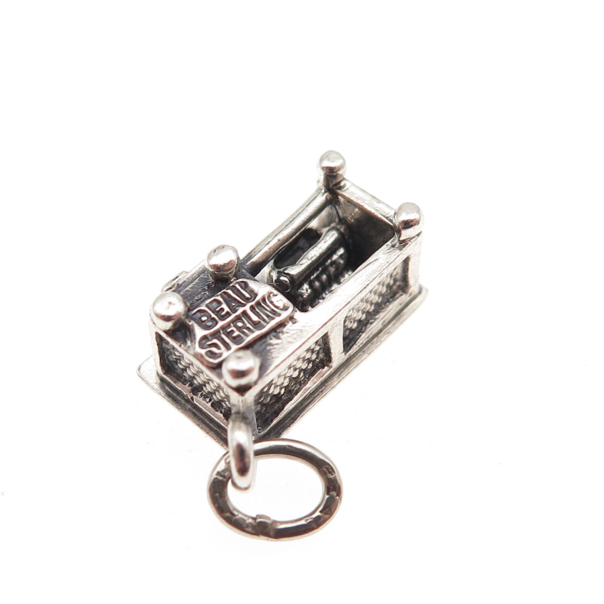 BEAU 925 Sterling Silver Vintage Work Desk Oxidized 3D Mini Charm Pendant