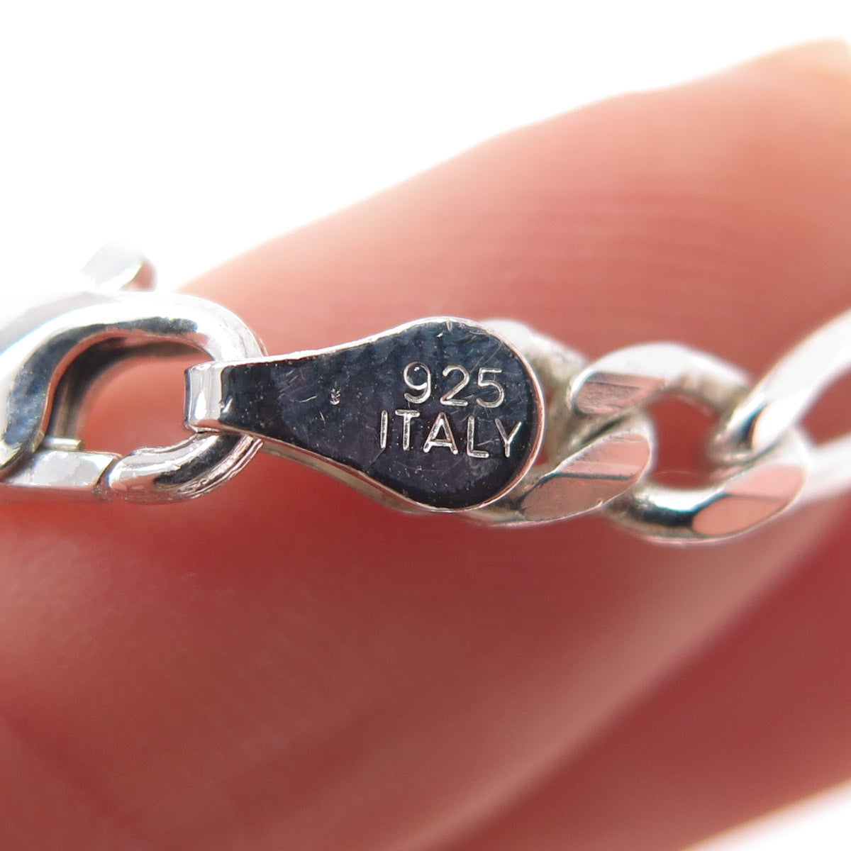 925 Sterling Silver Vintage Italy Figaro Chain Necklace 22"