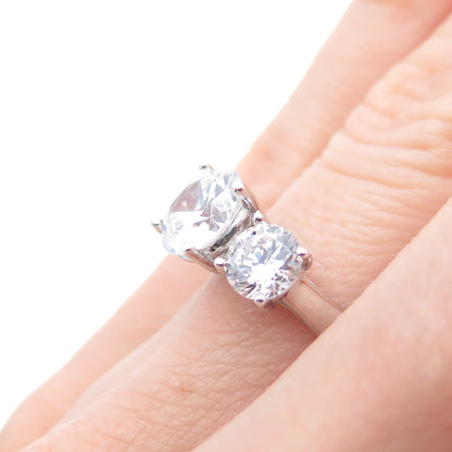 925 Sterling Silver Round-Cut C Z Engagement Ring Size 5.25