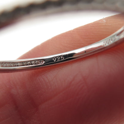 SUN 925 Sterling Silver Real Round-Cut Diamond Half Eternity Band Ring Size 7.25