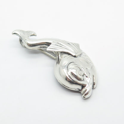 925 Sterling Silver Vintage Lang Fish Ornate Pin Brooch