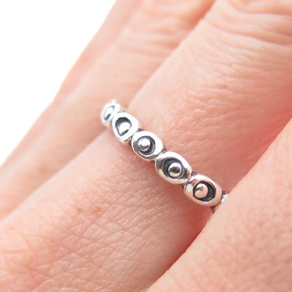 PANDORA 925 Sterling Silver Circle & Dot Stackable Oxidized Band Ring Size 7.5