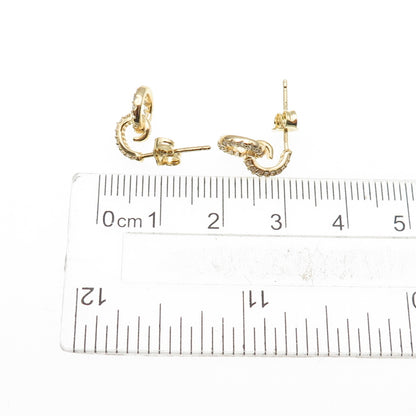 925 Sterling Silver Gold Plated Round-Cut C Z Circle of Life Drop Earrings