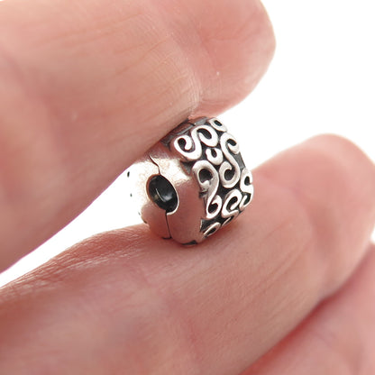 Pandora 925 Sterling Silver S Swirl Clip Bead Charm