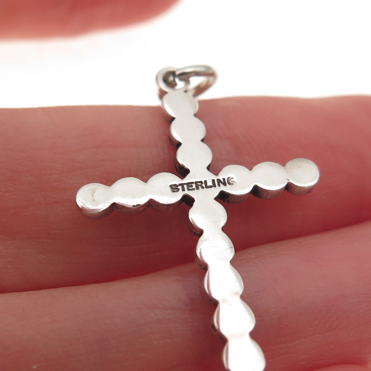 925 Sterling Silver Antique Art Deco Real Marcasite Cross Oxidized Charm Pendant