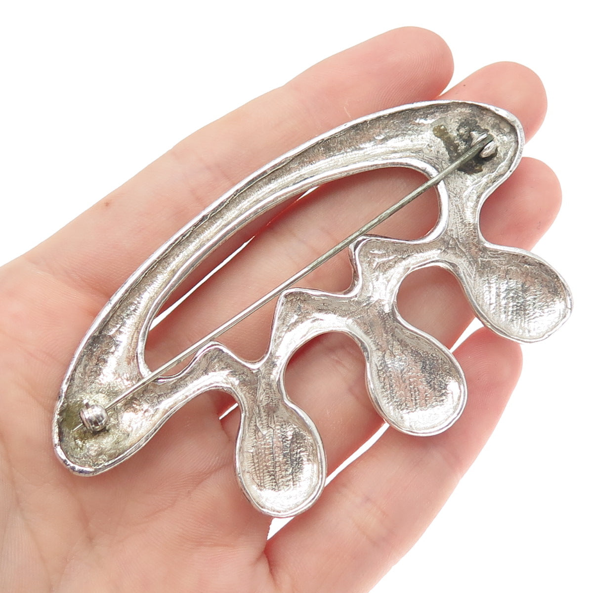 925 Sterling Silver Vintage Real Sodalite Modernist Pin Brooch