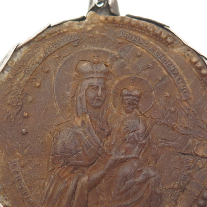 Antique Silver Orthodox Nativity Scene Ladanka Icons Collectible Medal Pendant