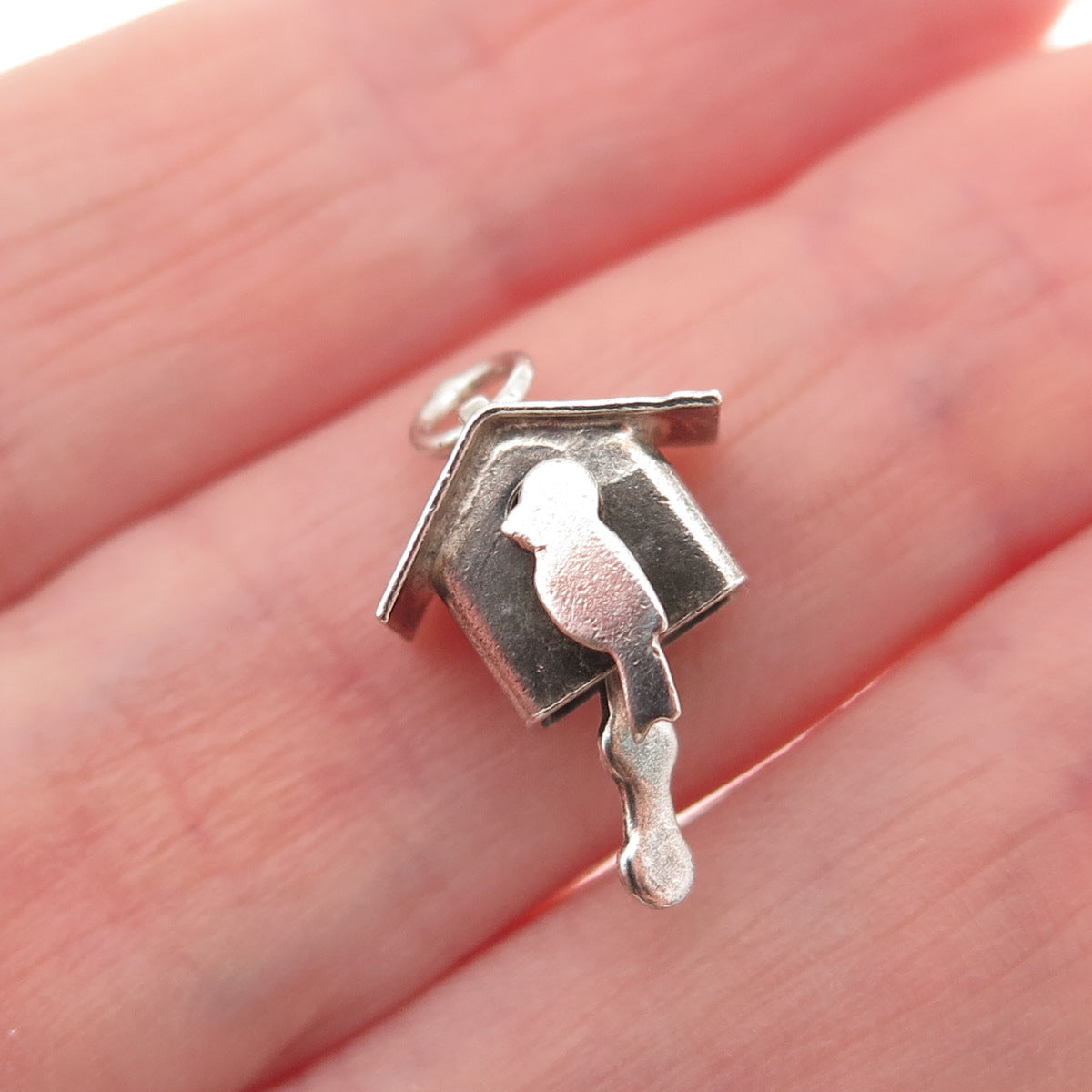 925 Sterling Antique Art Deco Mexico Birdhouse Articulated 3D Mini Charm Pendant