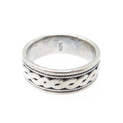 925 Sterling Silver Vintage Serpentine Oxidized Band Ring Size 7.75