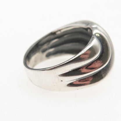 Chapal Zenray Sterling Silver Vintage Modernist Ribbed Oxidized Ring Size 9.25