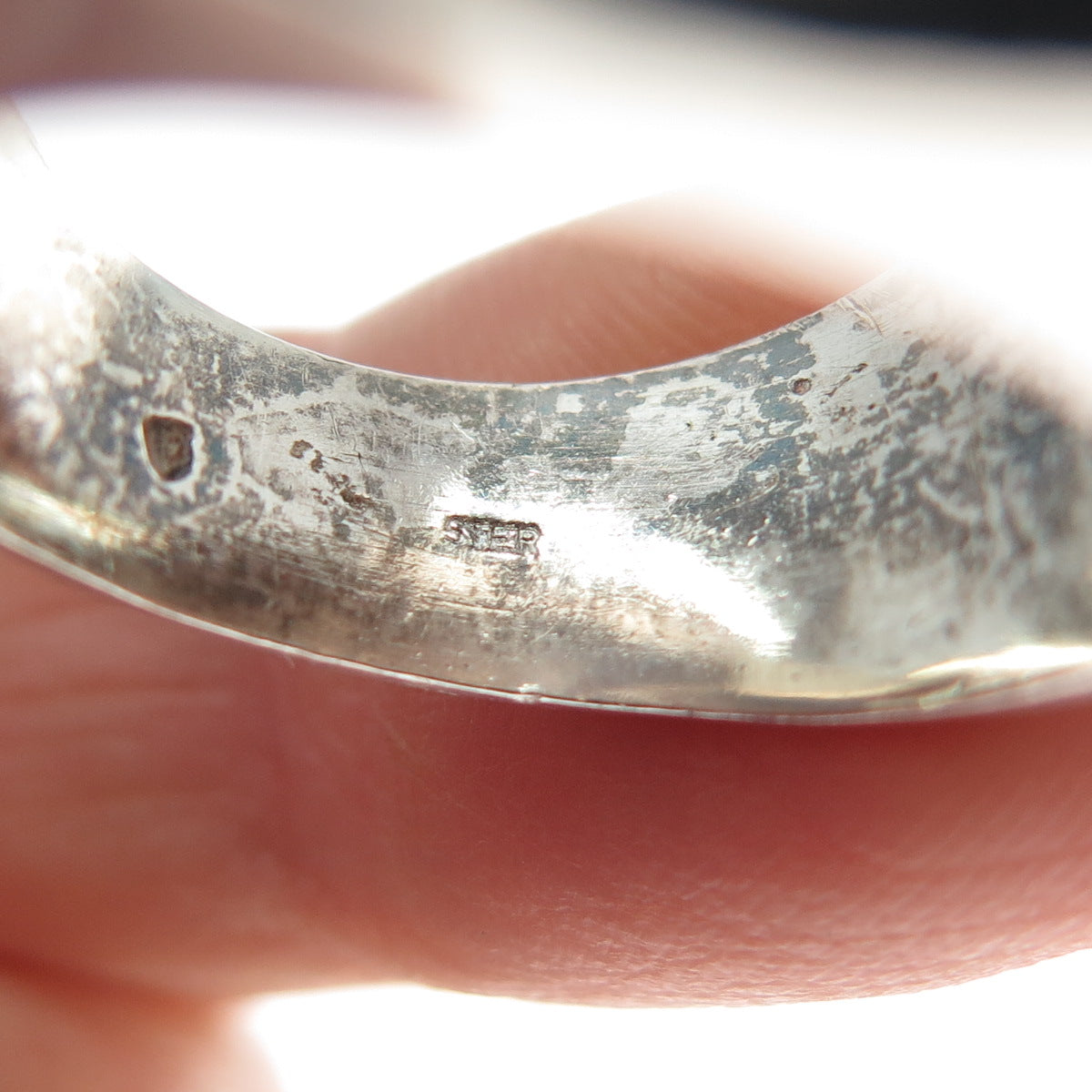 925 Sterling Silver Vintage Modernist Oxidized Ring Size 8.75