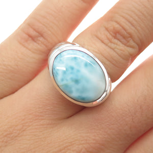 SAJEN 925 Sterling Silver Vintage Real Larimar Modernist Ring Size 6.25