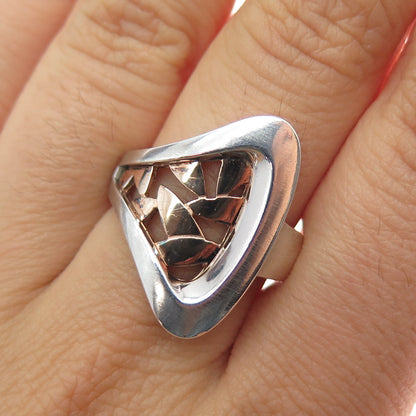 FRANZ BREUNING 925 Sterling Silver 2-Tone Vintage Modenrist Ring Size 7.25