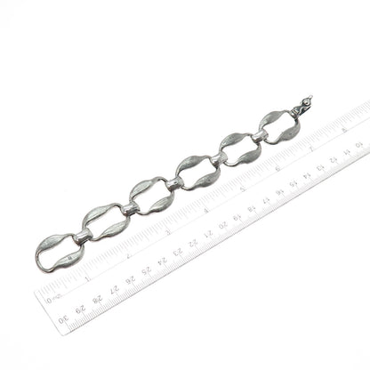 SAAD 800 Silver Vintage Egypt Modernist Oxidized Link Bracelet 7"