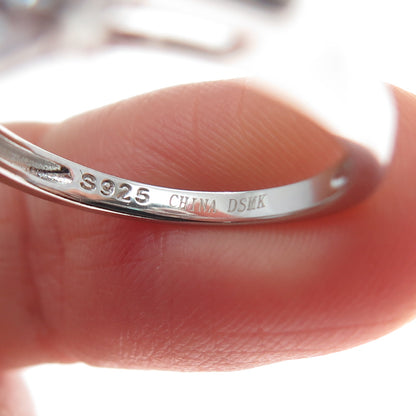 DSMK 925 Sterling Silver Round Tapered Baguette-Cut C Z Engagement Ring Size 6.5