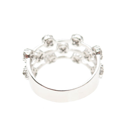 925 Sterling Silver Round-Cut C Z 3-Row Floral Ring Size 7