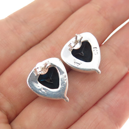 SARDA 925 Sterling Silver Vintage Real London Blue Topaz Triangle Stud Earrings