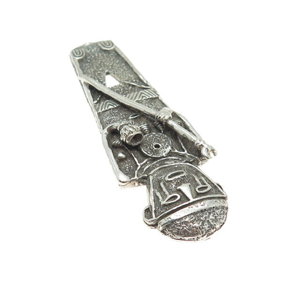 JOAQUIN TINTA 925 Sterling Silver Vintage ECUADOR Tribal Totem Slide Pendant
