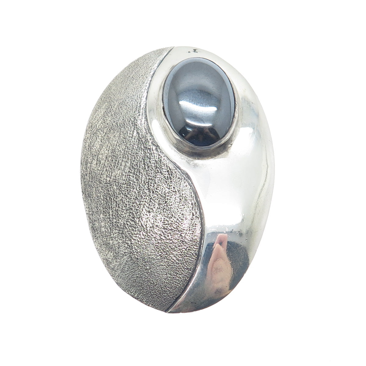 LINCOLN ROBERT NAVAJO Old Pawn 925 Sterling Silver Vintage Real Hematite Brooch