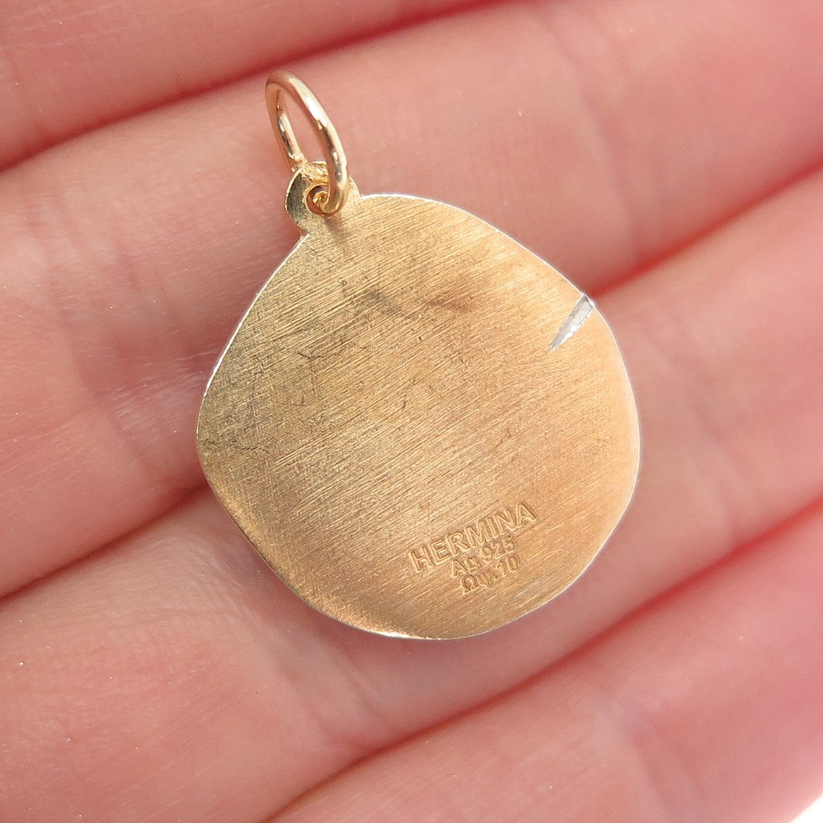 Hermina Athens 925 Sterling Silver Gold Plated C Z Hermis Charm Pendant