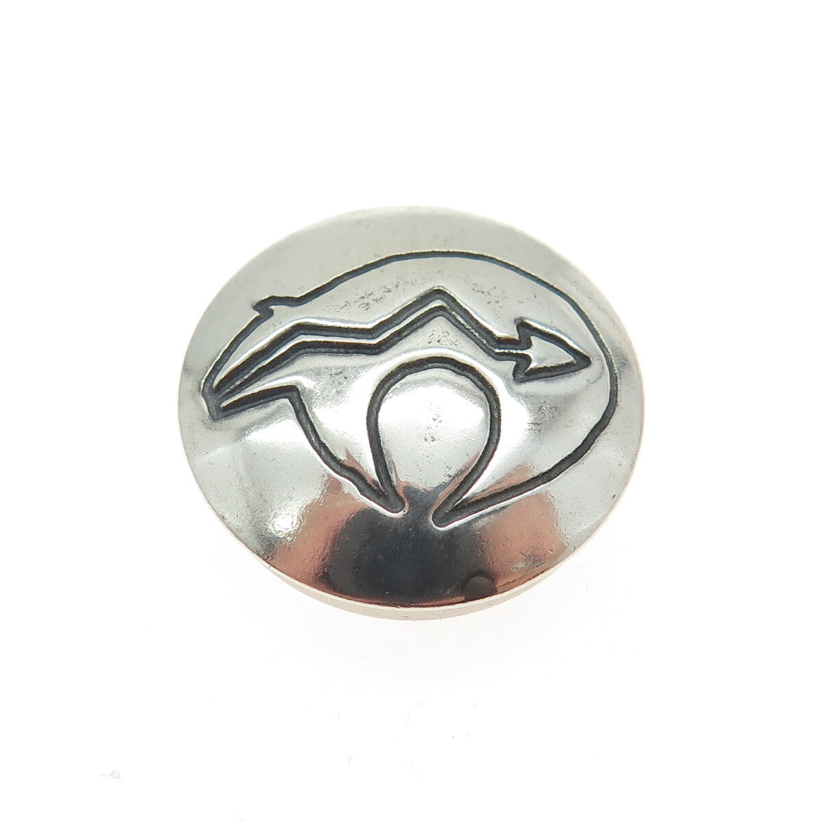 Old Pawn Hopi Sterling Silver Vintage Southwestern Concho Bear Clip Button