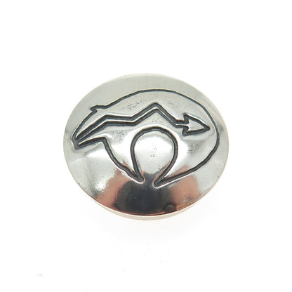 Old Pawn Hopi Sterling Silver Vintage Southwestern Concho Bear Clip Button
