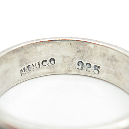 925 Sterling Silver Vintage Mexico Aztec Key Band Ring Size 13.25