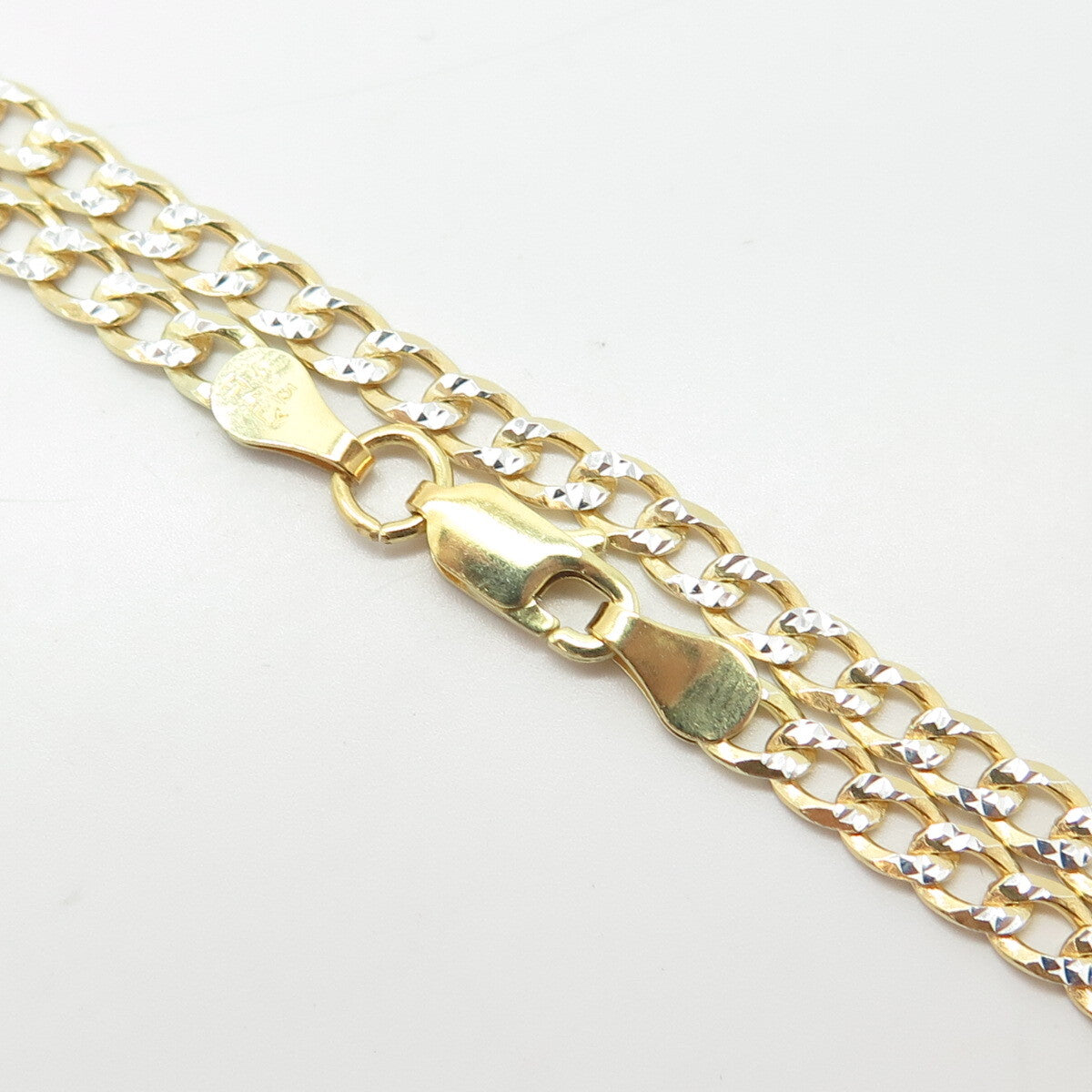 925 Sterling Silver Gold Plated 2-Tone Italy Cuban Chain Necklace 18"