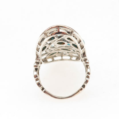 Chuck Clemency 925 Sterling Silver Real Turquoise Swirl Ring Size 7.25