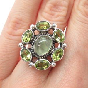 NICKY BUTLER 925 Sterling Silver Vintage Real Prehnite & Peridot Ring Size 6.25