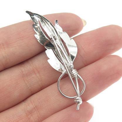 TRU-KAY 925 Sterling Silver Vintage Leaf Floral Pin Brooch