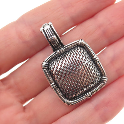 Joseph Esposito 925 Sterling Silver Vintage Mesh Oxidized Charm Pendant