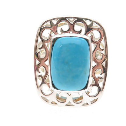 Tehya Oyama 925 Sterling Silver Real Sleeping Beauty Turquoise Swirl Ring Size 8