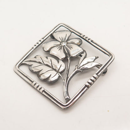 925 Sterling Silver Vintage Floral Leaf Pin Brooch
