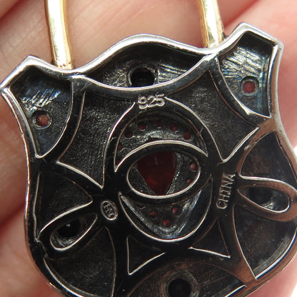 MICHAEL VALITUTTI 925 Sterling Silver White Topaz Garnet Spinel Gem Necklace 32"