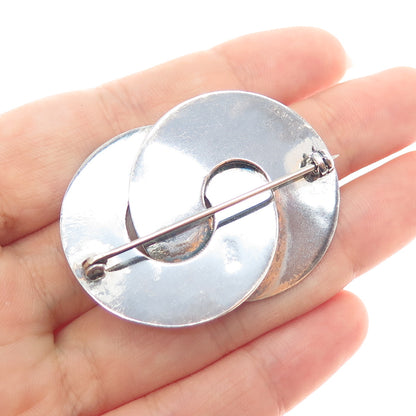 NAPIER 925 Sterling Silver Vintage Modernist Interlocked Circle Pin Brooch