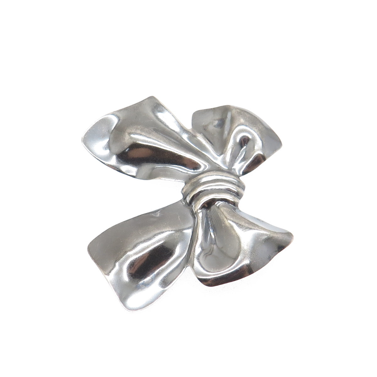 925 Sterling Silver Vintage Ribbon Bow Oxidized Pin Brooch