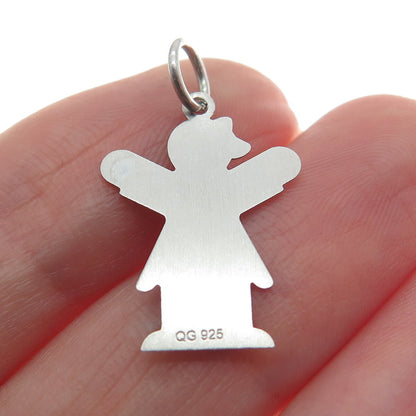 925 Sterling Silver Happy Girl Love Kid Minimalist Charm Pendant