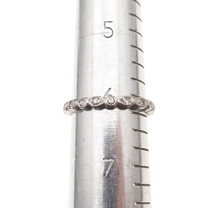 Platinum Antique Art Deco Real Diamond Stackable Eternity Band Ring Size 6.25