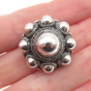 800 Silver Antique Art Deco Floral Filigree Cannetille Oxidized Pin Brooch