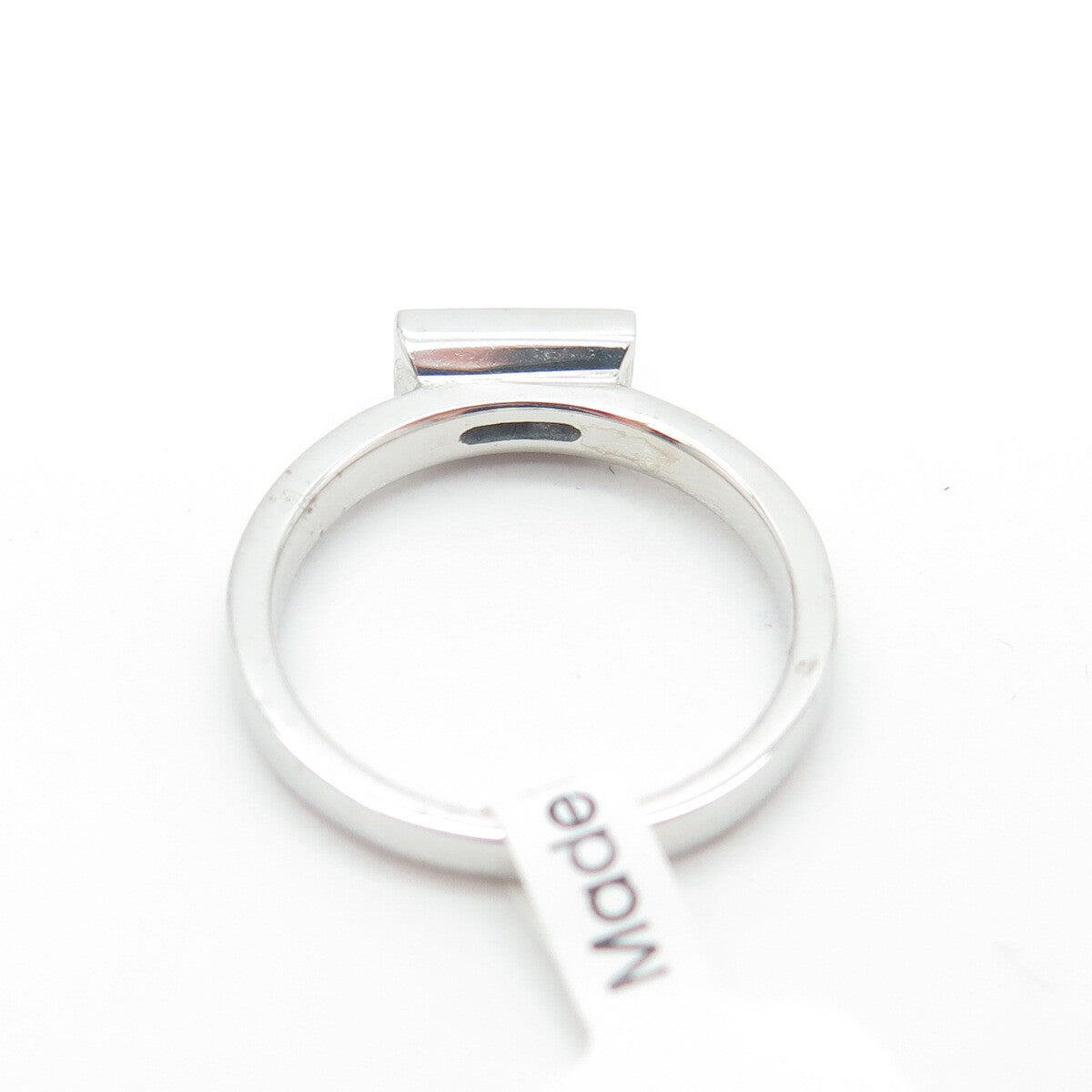 925 Sterling Silver Baguette-Cut Shaped Blue C Z Ring Size 4.75